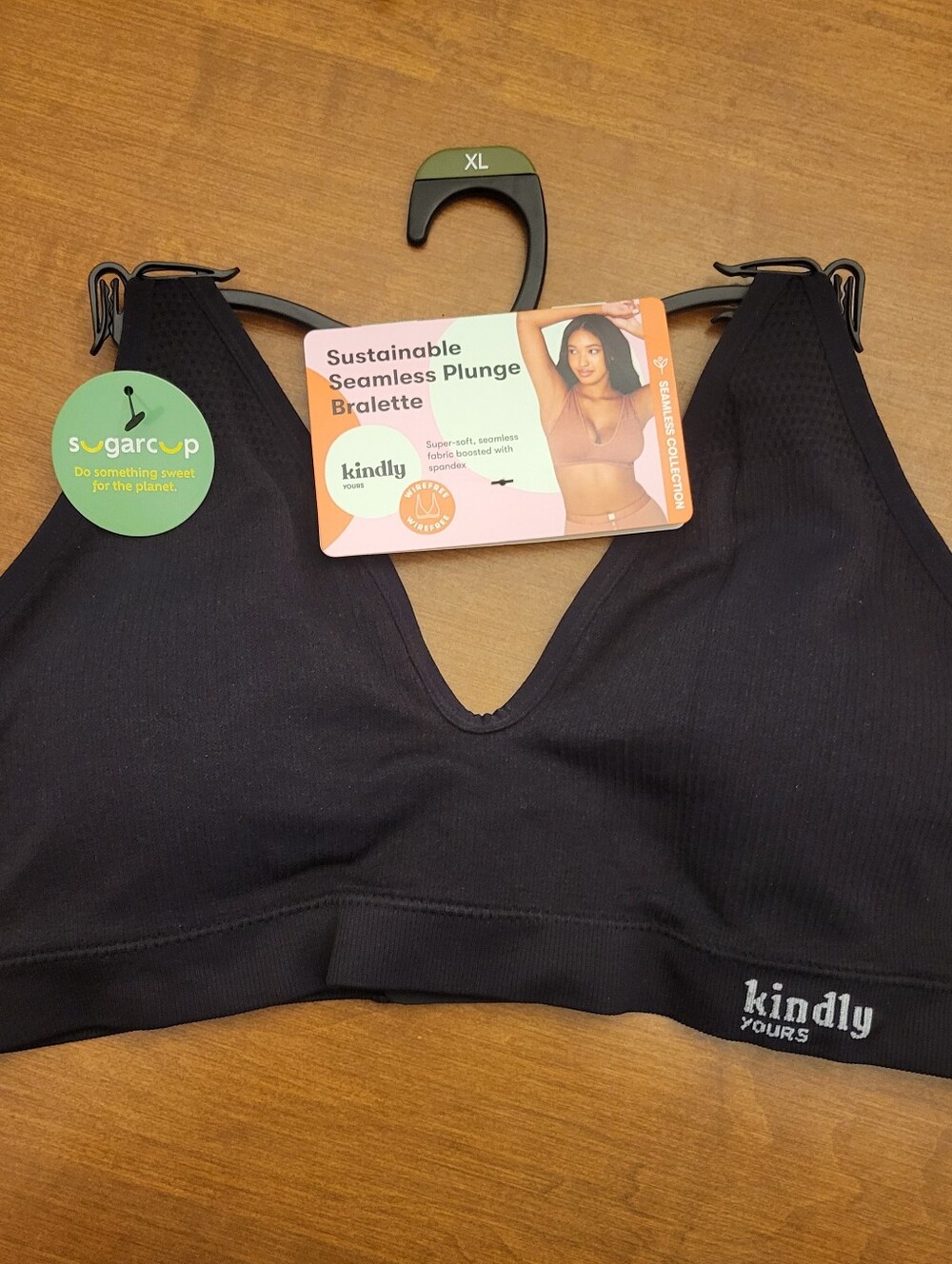 Kindly  Yours Black Bralette, XL. NEW
